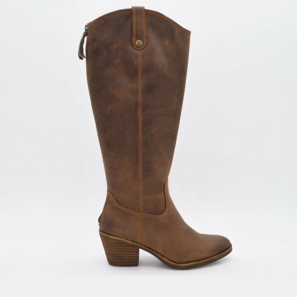 Sofft Womens 6M Atmore Aztec Brown Leather Full Zipper Knee High Riding Boots - Picture 2 of 11